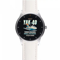 Thumbnail for Yakovlev Yak-40 - Cartoon + Name - Leather Strap - White Leather Strap