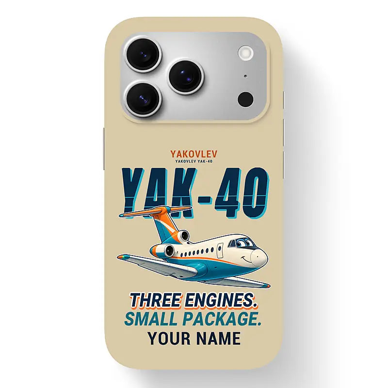 Yakovlev Yak-40 - Cartoon + Name - MagSafe iPhone 17 Pro - Beige