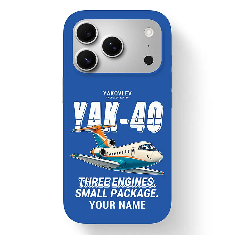 Yakovlev Yak-40 - Cartoon + Name - MagSafe iPhone 17 Pro - Blue