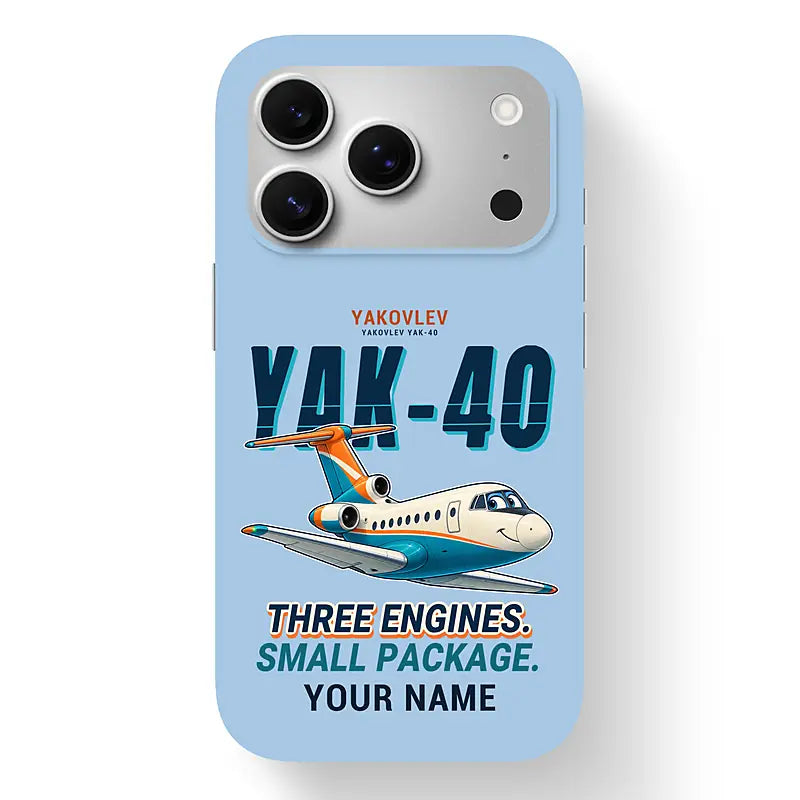 Yakovlev Yak-40 - Cartoon + Name - MagSafe iPhone 17 Pro - Light Blue