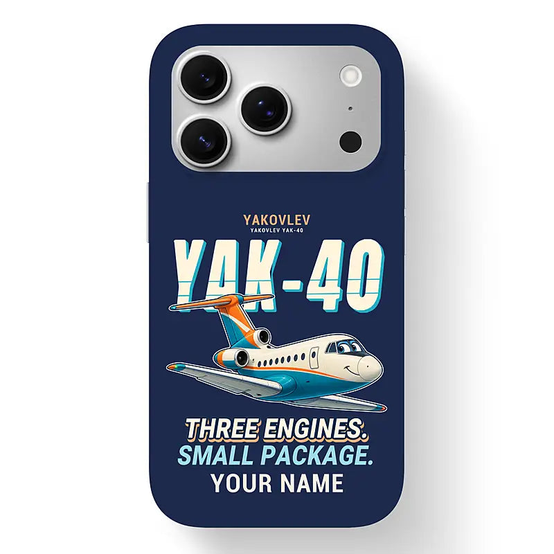 Yakovlev Yak-40 - Cartoon + Name - MagSafe iPhone 17 Pro - Navy Blue