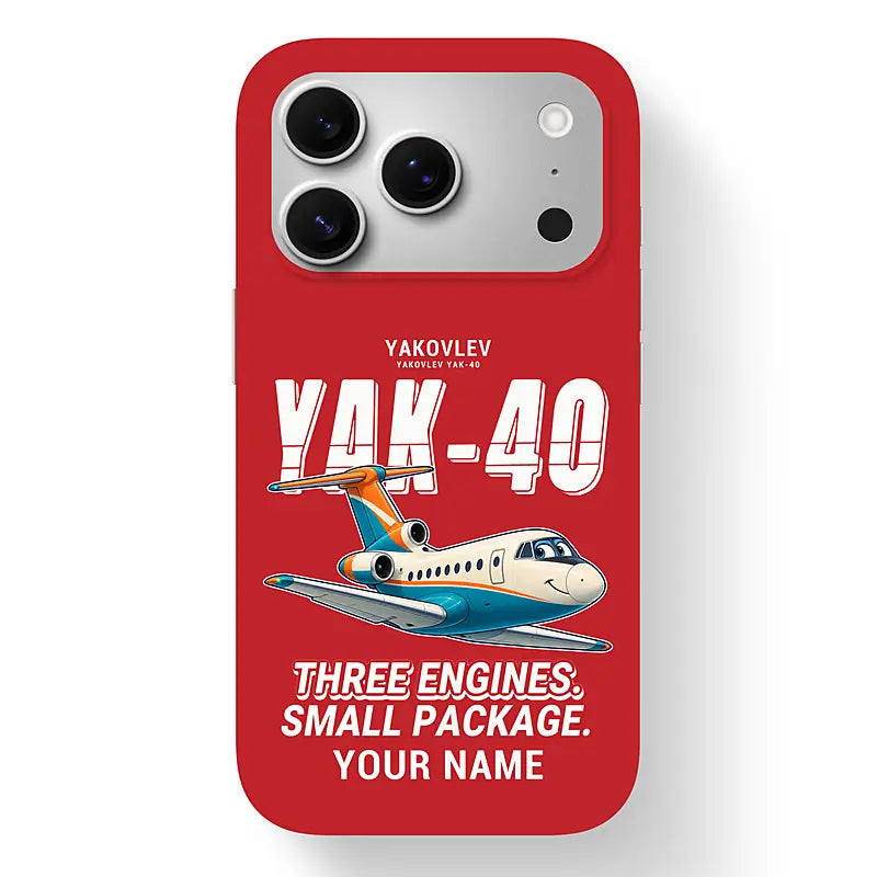 Yakovlev Yak-40 - Cartoon + Name - MagSafe iPhone 17 Pro - Red