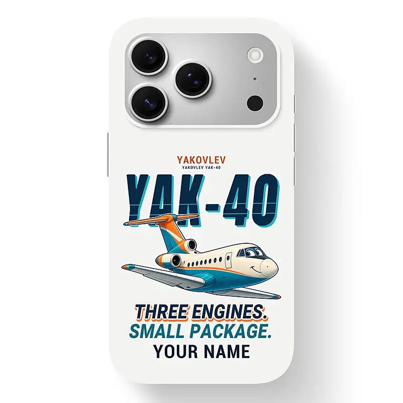 Yakovlev Yak-40 - Cartoon + Name - MagSafe iPhone 17 Pro - White