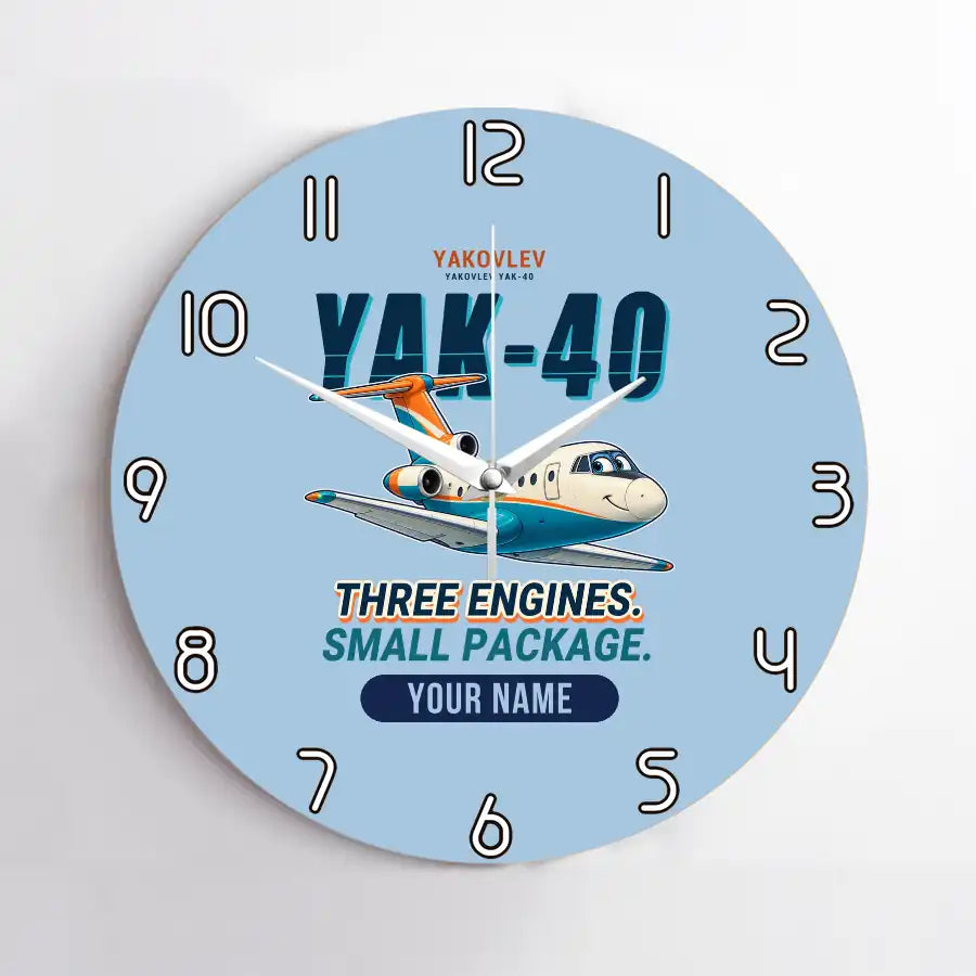 Yakovlev Yak-40 - Cartoon + Name - No Frame - Light Blue
