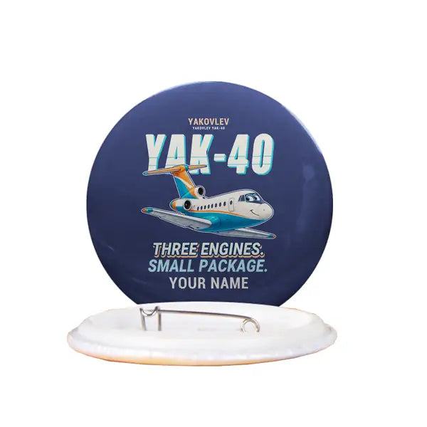 Yakovlev Yak-40 - Cartoon + Name - Pin - Navy Blue