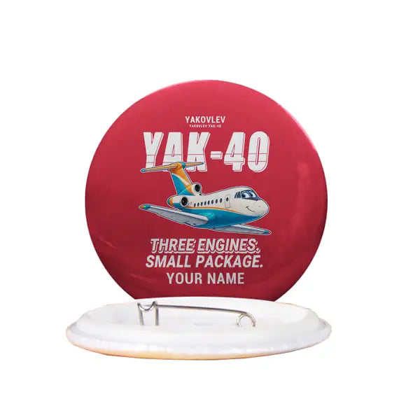 Yakovlev Yak-40 - Cartoon + Name - Pin - Red