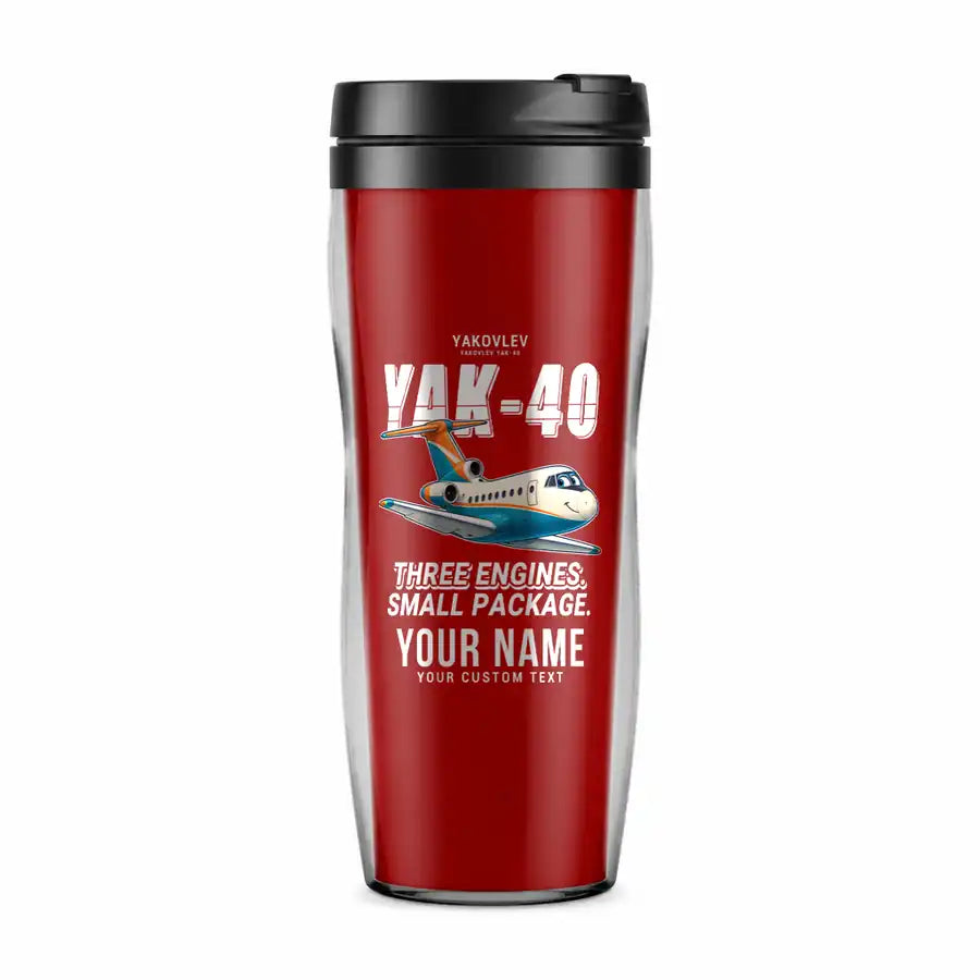 Yakovlev Yak-40 - Cartoon + Name - Plastic (No Holder) - Red