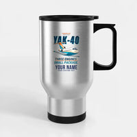 Thumbnail for Yakovlev Yak-40 - Cartoon + Name - Stainless Steel with Holder - Silver