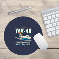 Thumbnail for Yakovlev Yak-40 - Cartoon - Round Mouse Pad - Navy Blue