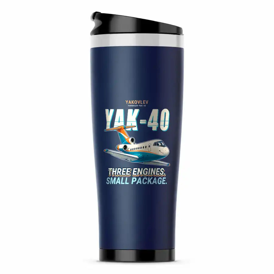 Yakovlev Yak-40 - Cartoon - Stainless Steel (No Holder) - Dark Blue