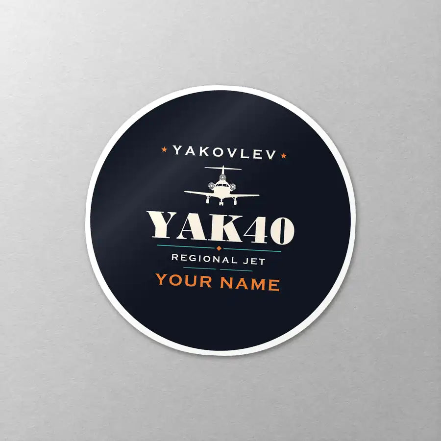 Yakovlev Yak-40 - Heritage + Name - Circle Sticker - Close-up