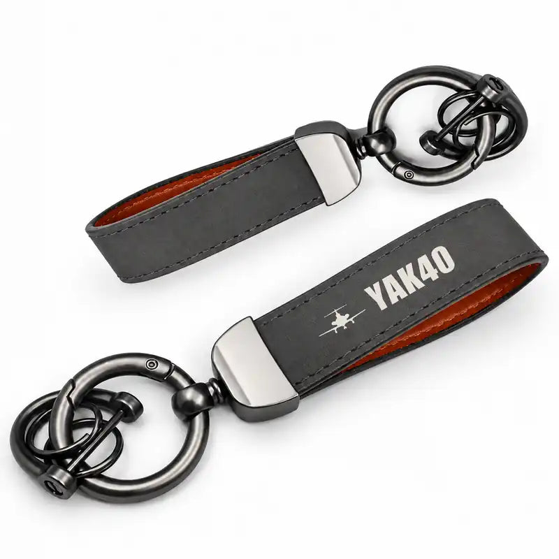 Yakovlev Yak-40 - Leather Key Chain - Horseshoe Buckle - Heritage - Gray