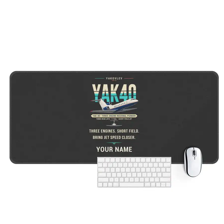 Yakovlev Yak-40 - Original + Name - Desk Mat - Black