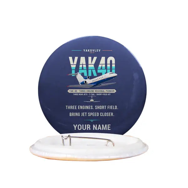 Yakovlev Yak-40 - Original + Name - Pin - Navy Blue