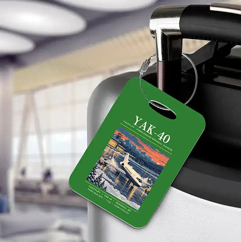 Yakovlev Yak-40 - Poster - Luggage Tag - Green