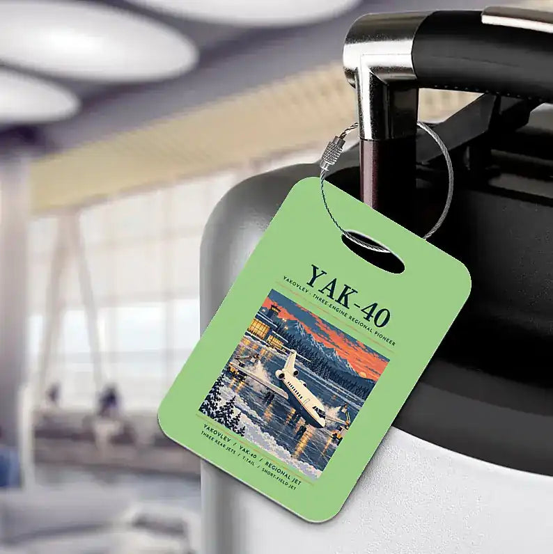 Yakovlev Yak-40 - Poster - Luggage Tag - Light Green