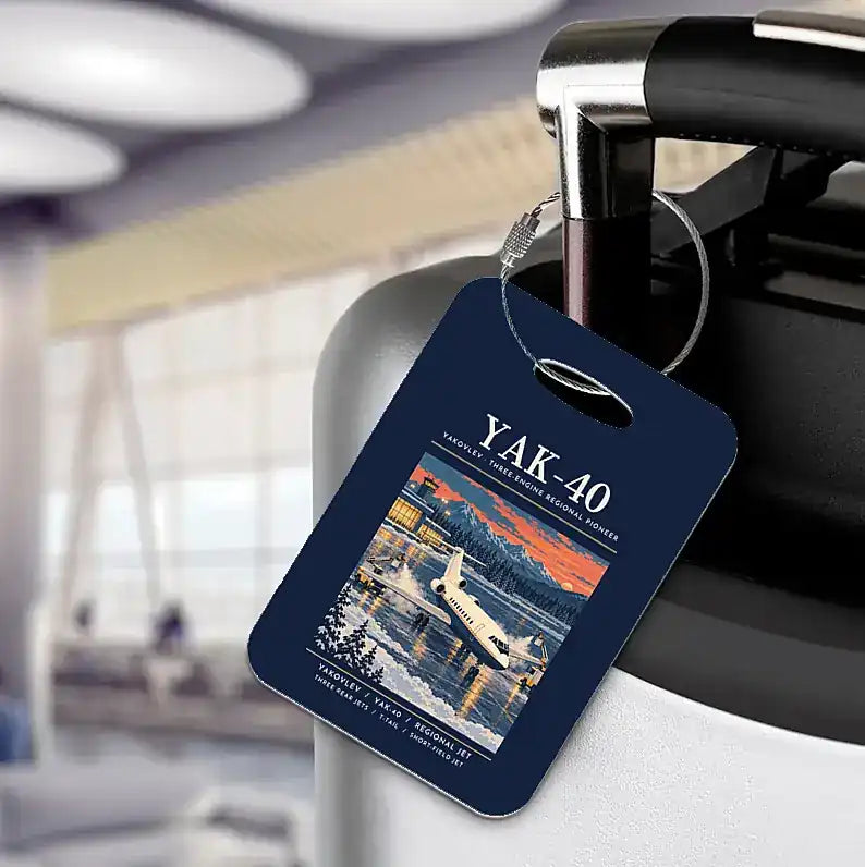 Yakovlev Yak-40 - Poster - Luggage Tag - Navy Blue