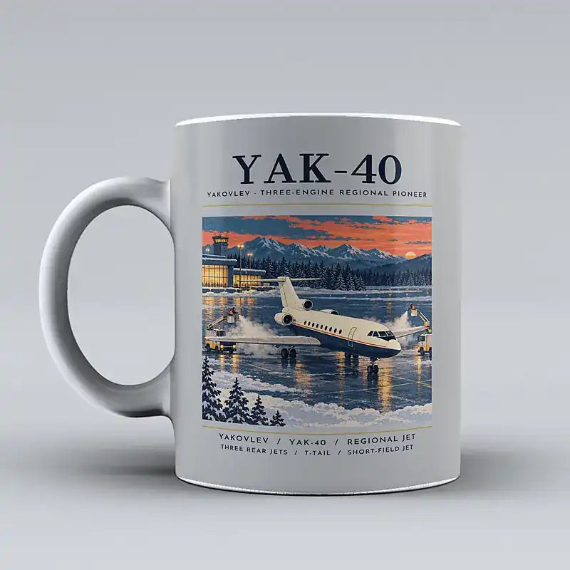 Yakovlev Yak-40 - Poster - Mug - Light Gray