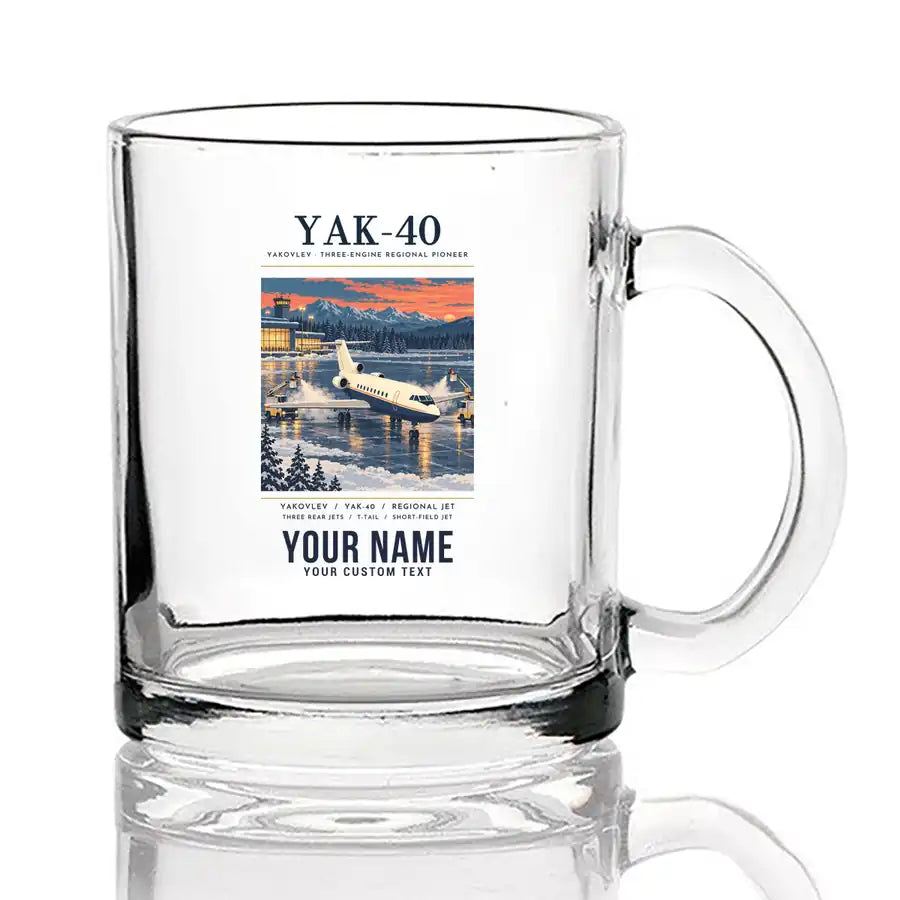 Yakovlev Yak-40 - Poster + Name - Coffee & Tea Glass
