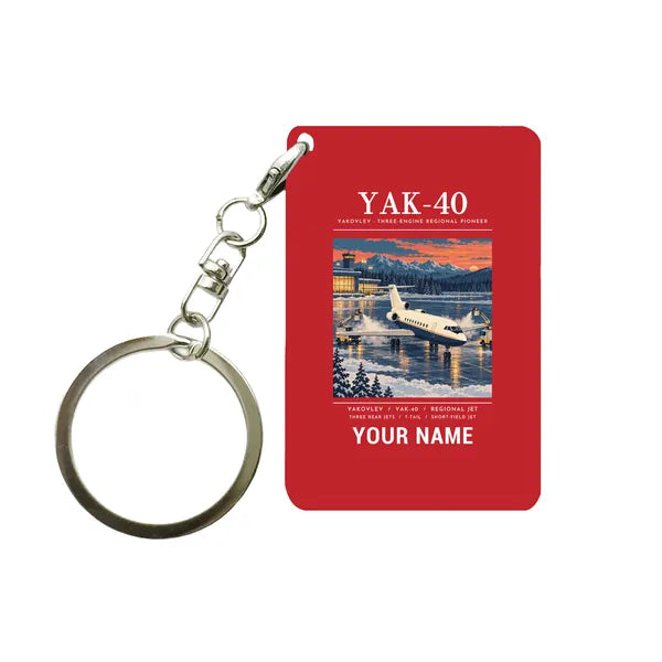 Yakovlev Yak-40 - Poster + Name - Key Chain - Red