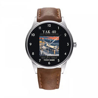 Thumbnail for Yakovlev Yak-40 - Poster + Name - Leather Strap - Brown Leather Strap