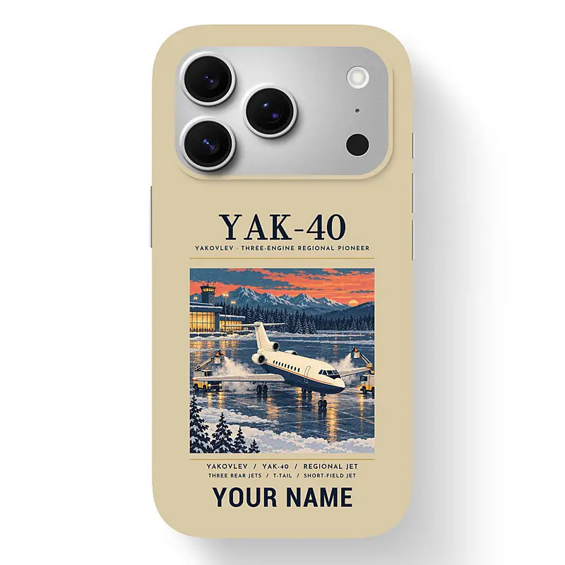 Yakovlev Yak-40 - Poster + Name - MagSafe iPhone 17 Pro - Beige