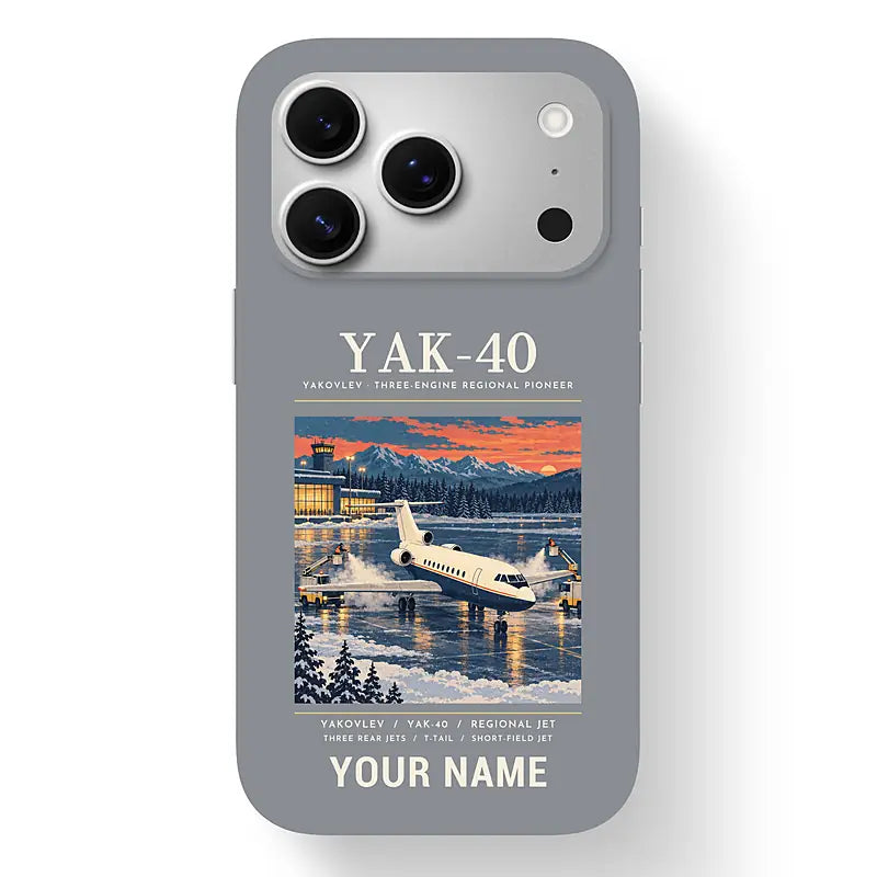 Yakovlev Yak-40 - Poster + Name - MagSafe iPhone 17 Pro - Gray