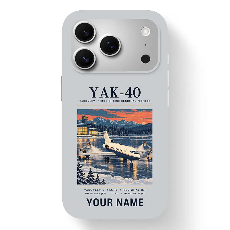 Yakovlev Yak-40 - Poster + Name - MagSafe iPhone 17 Pro - Light Gray