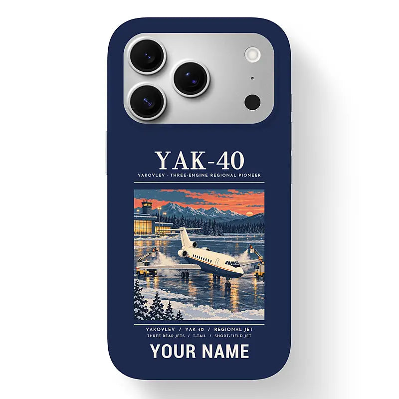Yakovlev Yak-40 - Poster + Name - MagSafe iPhone 17 Pro - Navy Blue