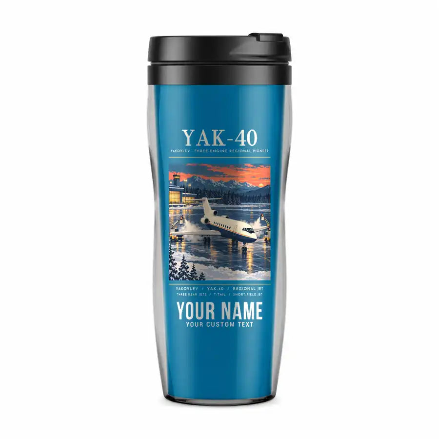 Yakovlev Yak-40 - Poster + Name - Plastic (No Holder) - Light Blue