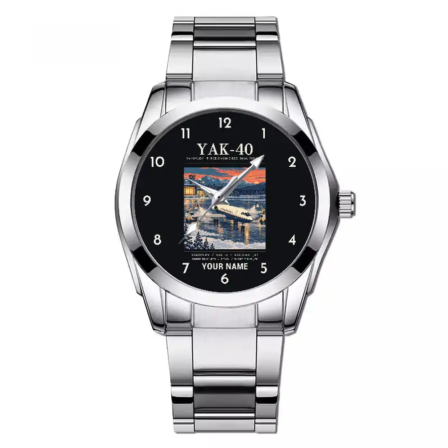 Yakovlev Yak-40 - Poster + Name - Stainless Steel Band - For Men