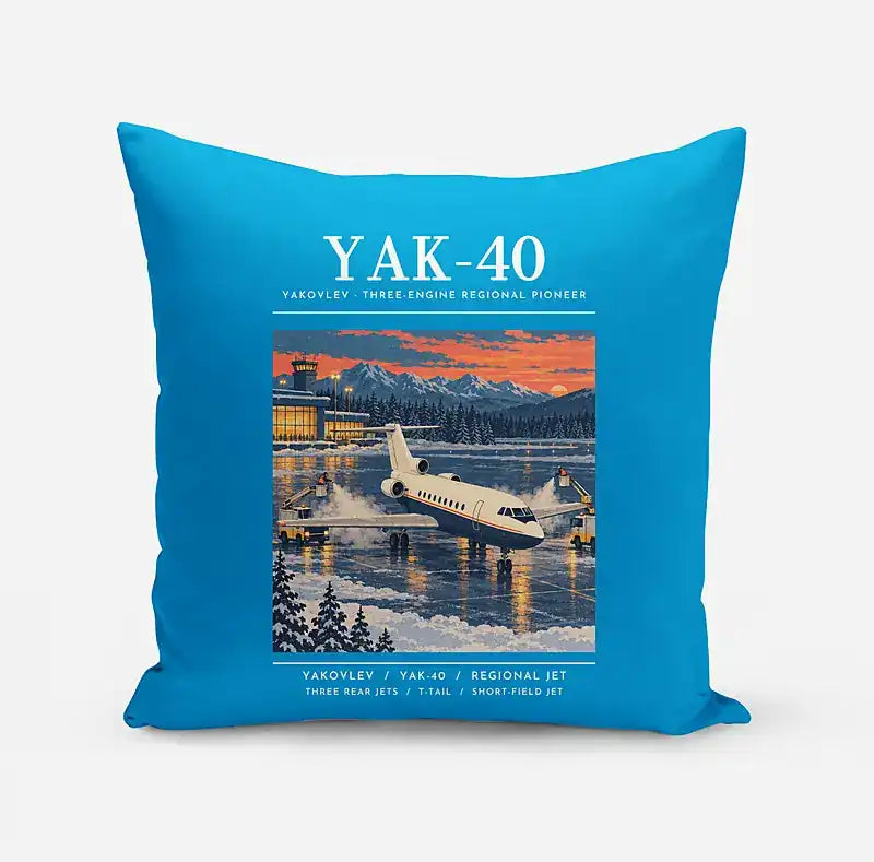 Yakovlev Yak-40 - Poster - Pillow - Turquoise