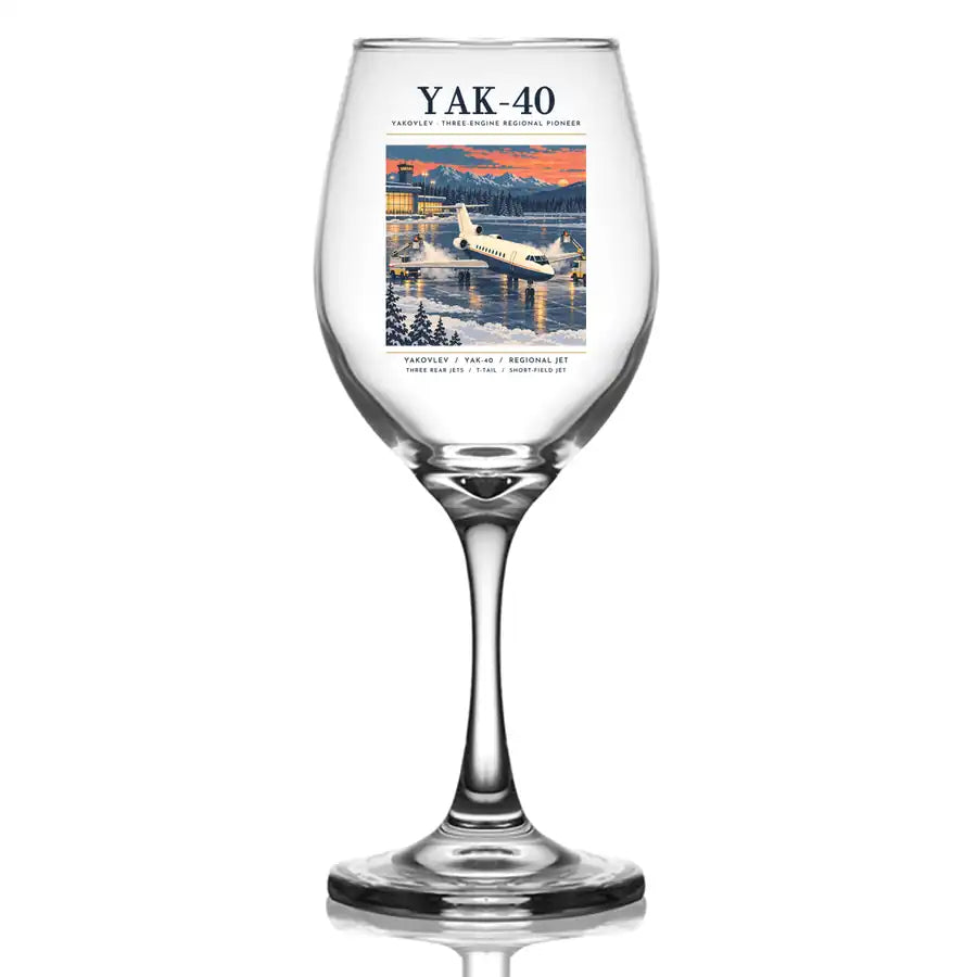 Yakovlev Yak-40 - Poster - Wine Glass