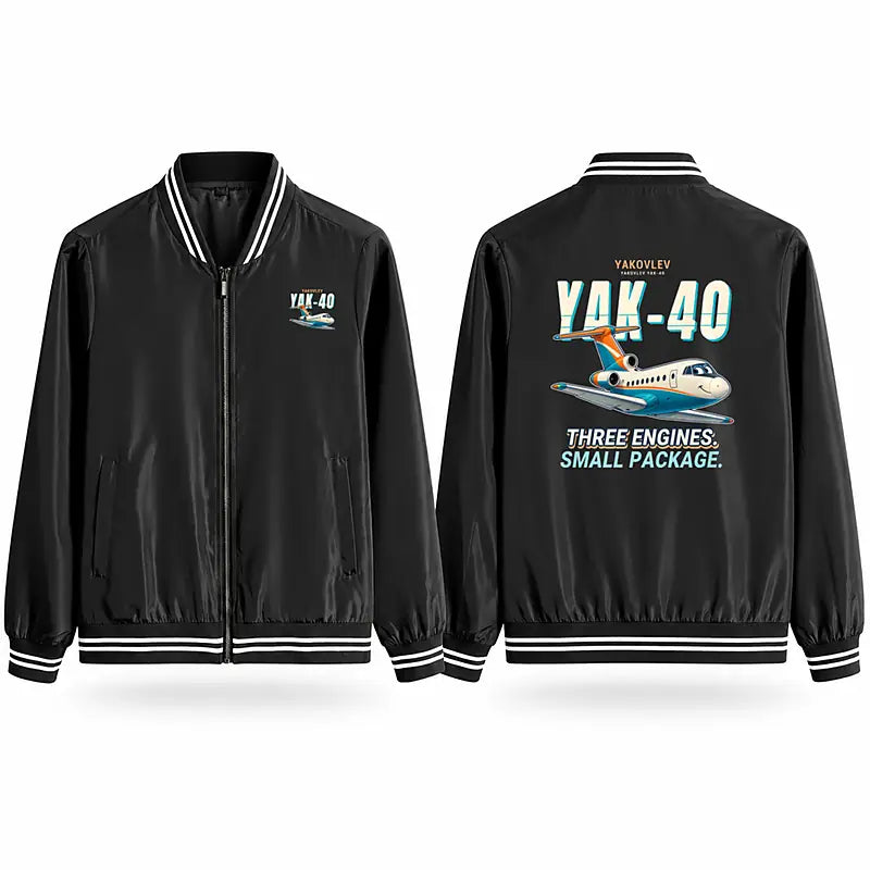Yakovlev Yak-40 Stylish Jackets - Baseball Collar - Cartoon - Black