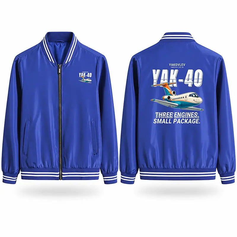 Yakovlev Yak-40 Stylish Jackets - Baseball Collar - Cartoon - Royal Blue