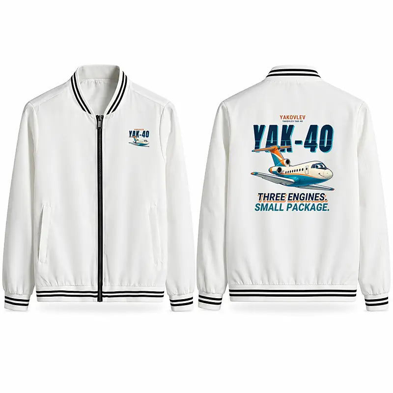 Yakovlev Yak-40 Stylish Jackets - Baseball Collar - Cartoon - White