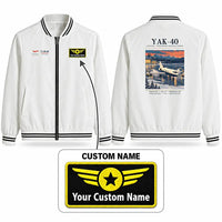 Thumbnail for Yakovlev Yak-40 Stylish Jackets - Baseball Collar - Poster + Name - White