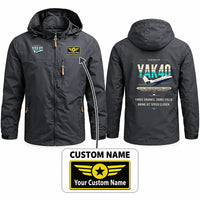 Thumbnail for Yakovlev Yak-40 Stylish Jackets - Hooded Windbreaker - Original + Name - Charcoal