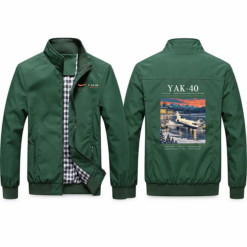 Yakovlev Yak-40 Stylish Jackets - Stand Collar - Poster - Green