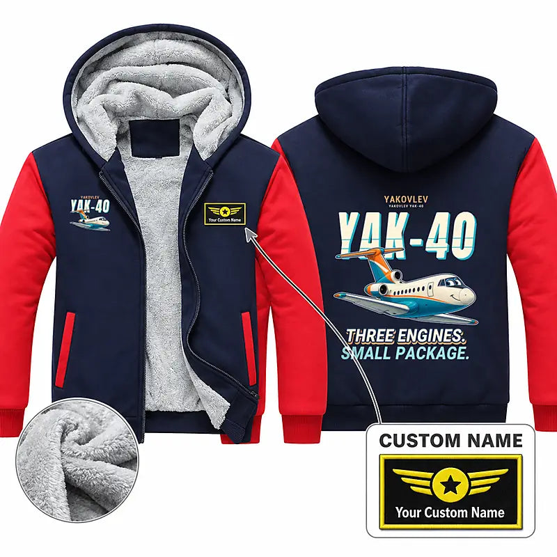 Yakovlev Yak-40 Zipped Sweatshirts - Cartoon + Name - Navy & Red