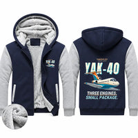 Thumbnail for Yakovlev Yak-40 Zipped Sweatshirts - Cartoon - Navy & Gray