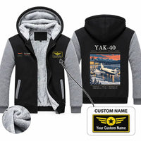 Thumbnail for Yakovlev Yak-40 Zipped Sweatshirts - Poster + Name - Black & Gray