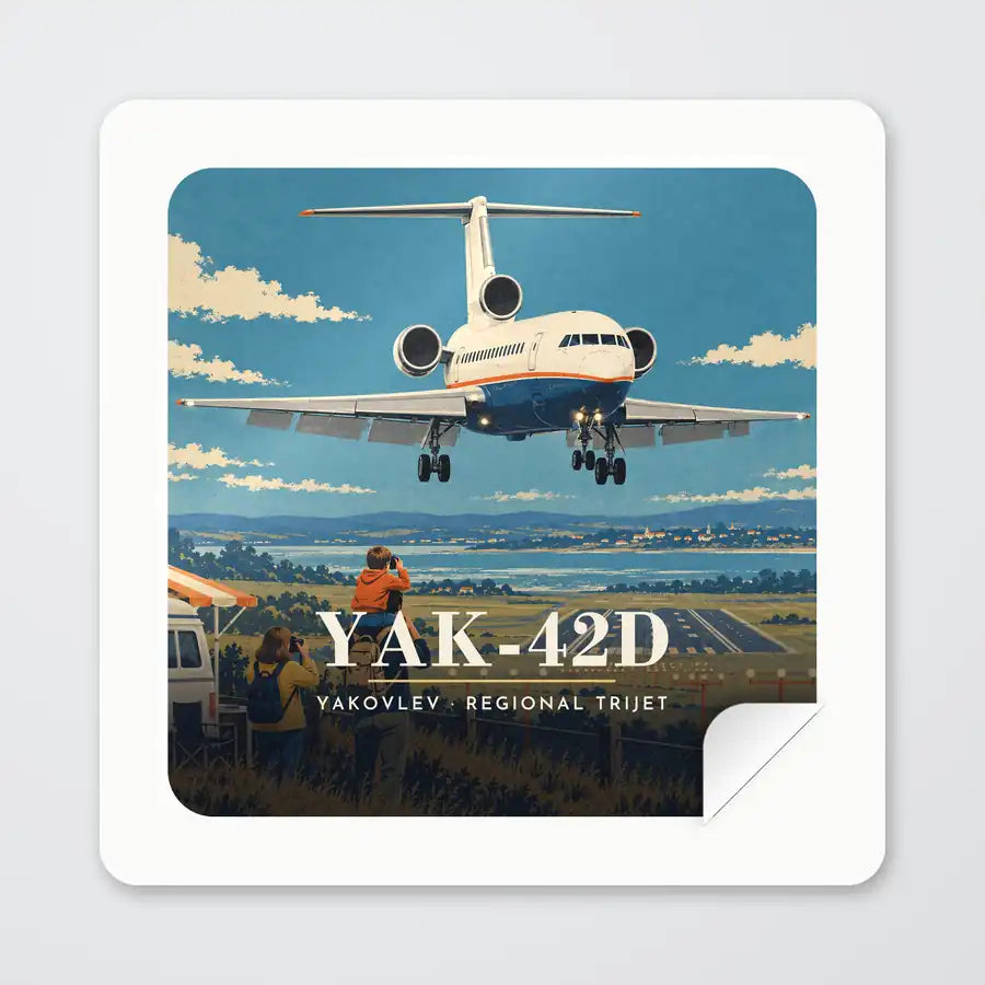Yakovlev Yak-42D - 3D - Square Sticker - Peel
