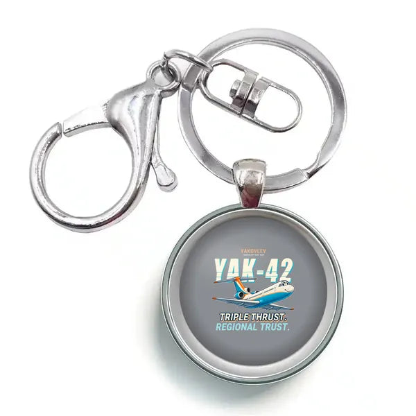 Yakovlev Yak-42D - Cartoon - Circle Key Chain - Gray