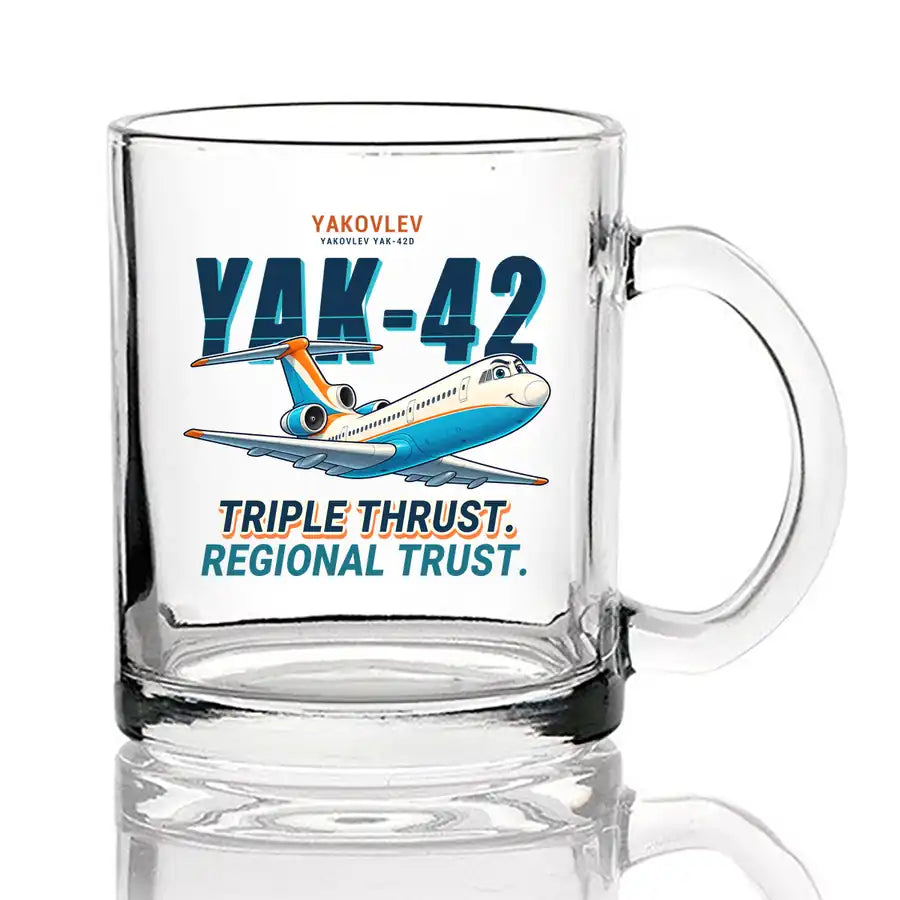 Yakovlev Yak-42D - Cartoon - Coffee & Tea Glass