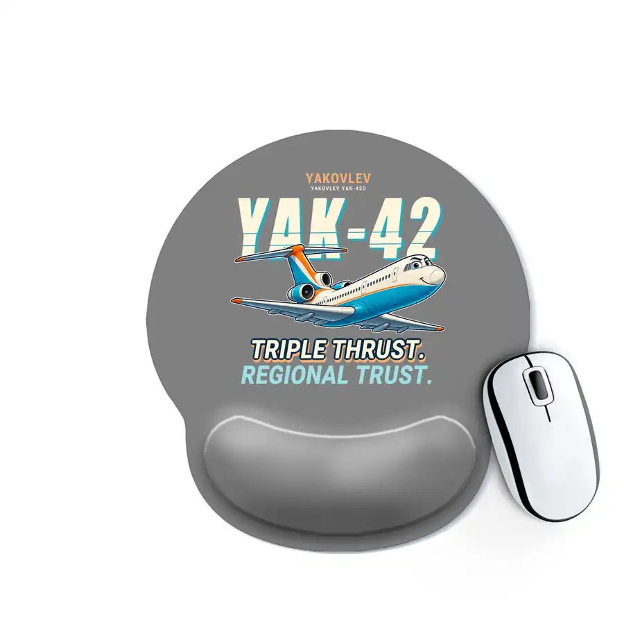 Yakovlev Yak-42D - Cartoon - Ergonomic Mouse Pad - Gray