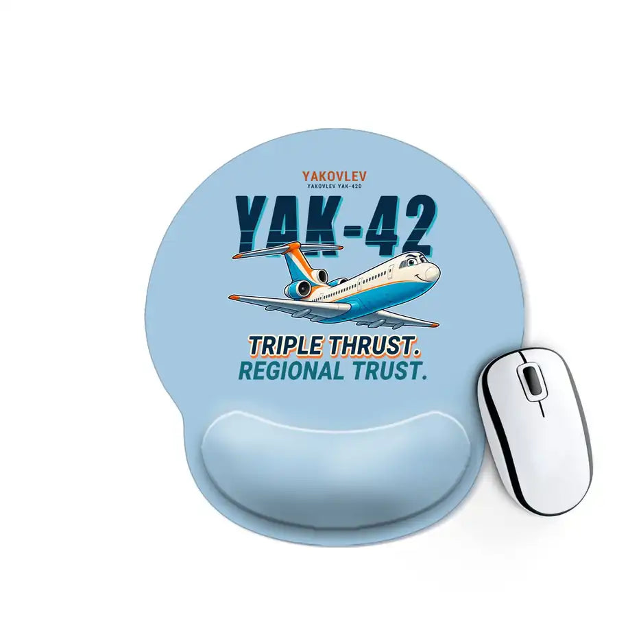 Yakovlev Yak-42D - Cartoon - Ergonomic Mouse Pad - Light Blue