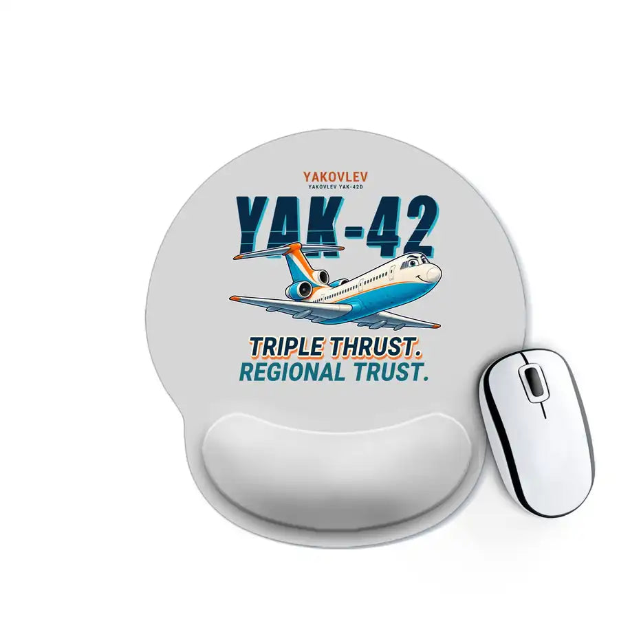 Yakovlev Yak-42D - Cartoon - Ergonomic Mouse Pad - Light Gray