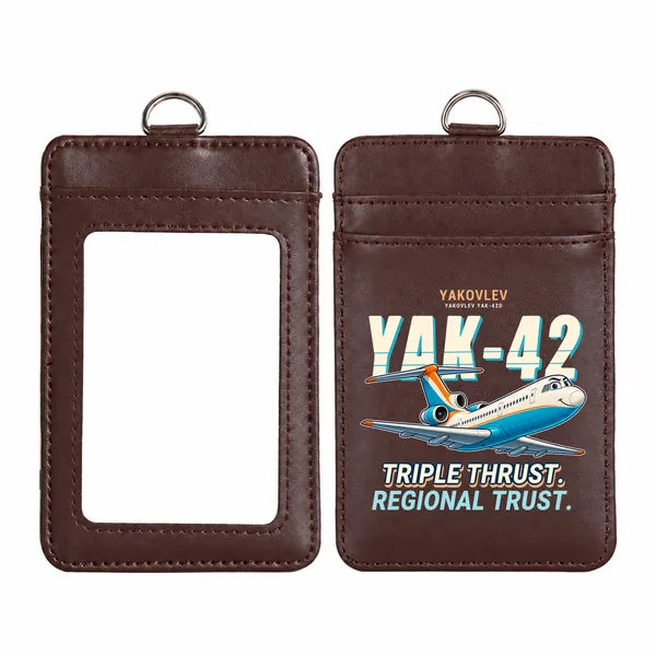 Yakovlev Yak-42D - Cartoon - ID Card Holder - Dark Brown