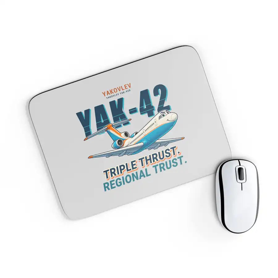 Yakovlev Yak-42D - Cartoon - Mouse Pad - Light Gray